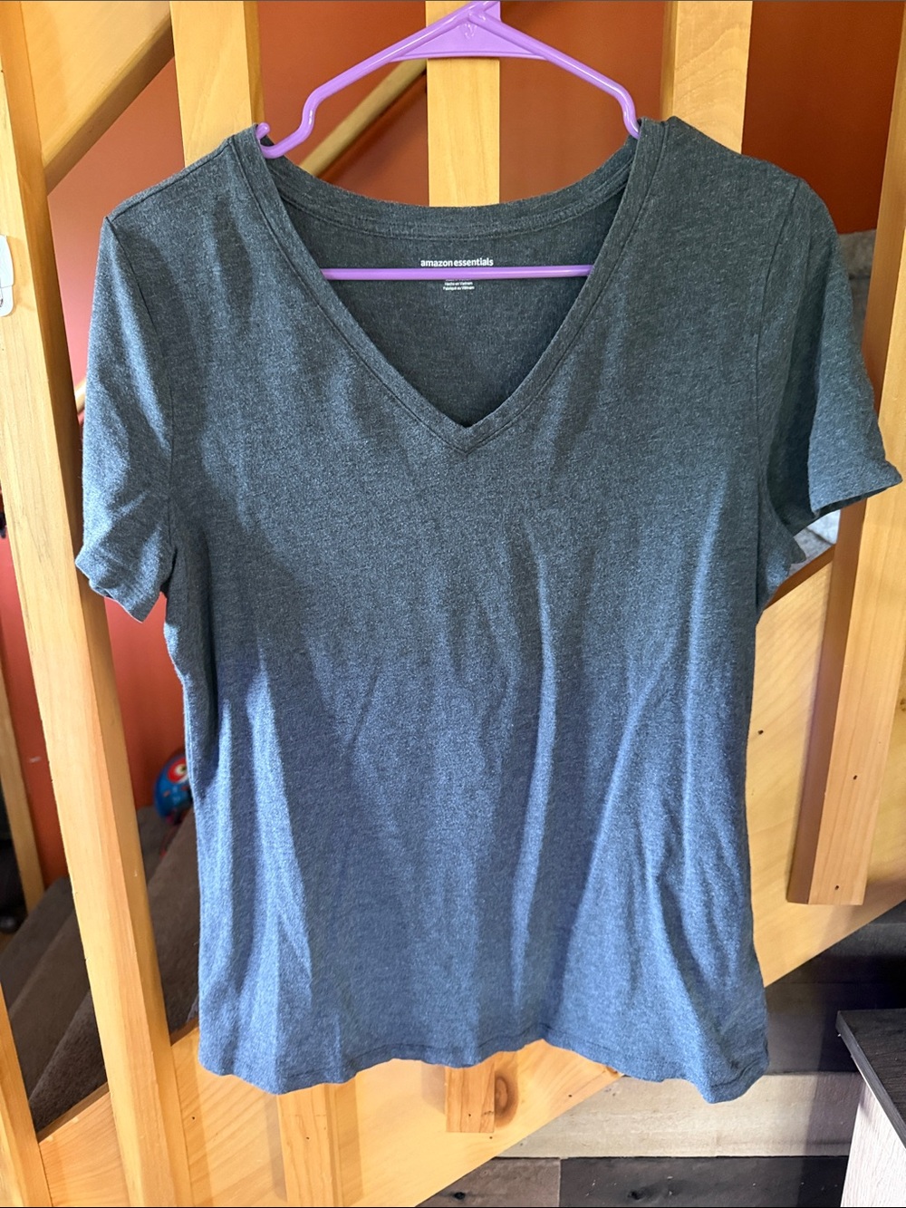 Amazon Essentials Women's V-Neck T-Shirt in Charcoal Gray